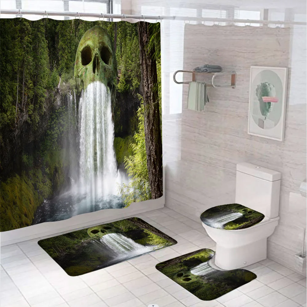 Шторы для ванной в виде черепа водопада леса дерева |
