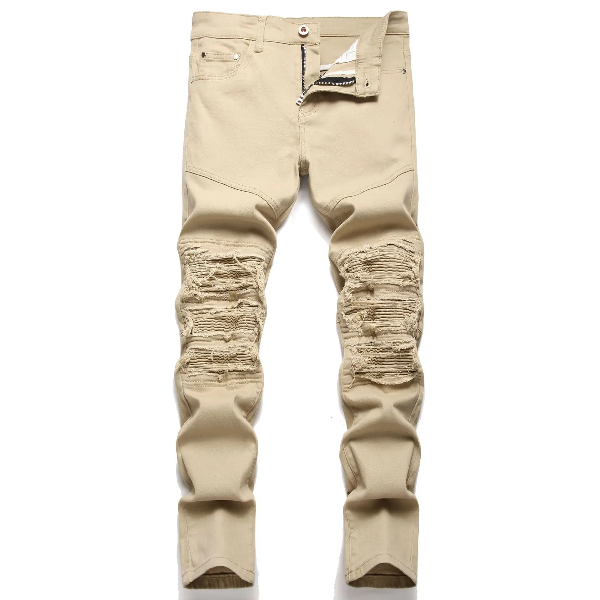 

Denim Designer Zip Up Brand Moto Bike Jeans For Men OverSize 28-38 2022 Autumn Spring Hip Hop Punk Streetwear Trousers