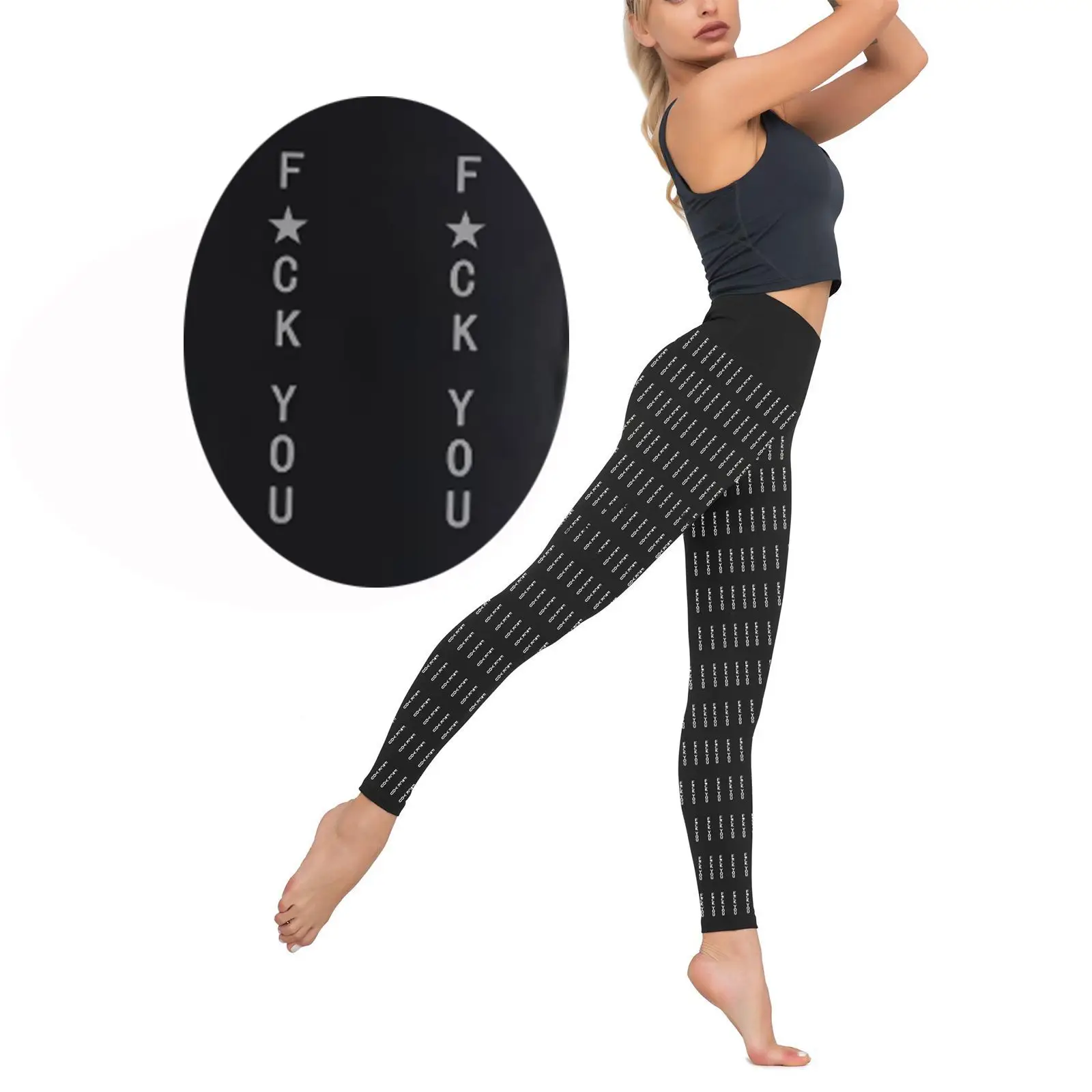 

Женские леггинсы с надписью Tik_tok, спортивные штаны для занятий йогой