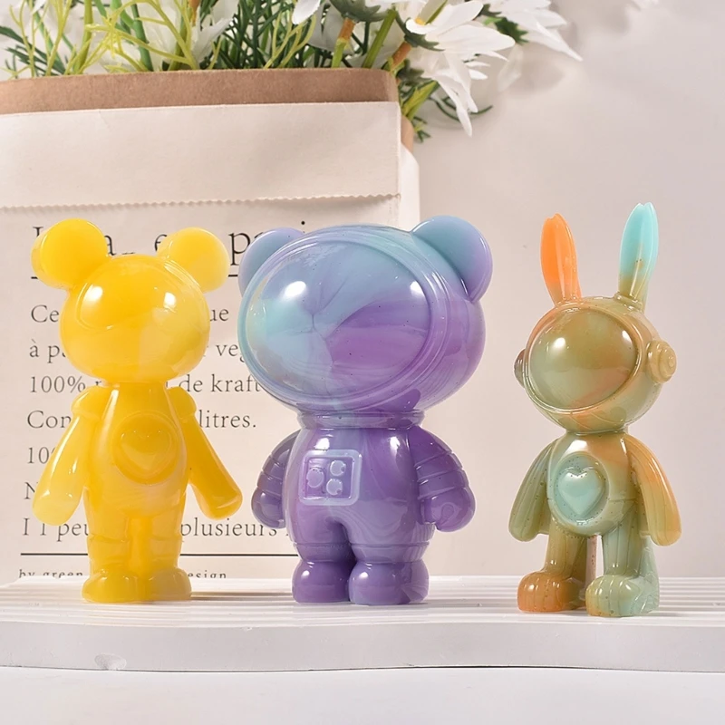 

Epoxy Handmade Mold Bear Decoration Mold for DIY Decoration Making Pendant 3D Space Bear Rabbit Mold