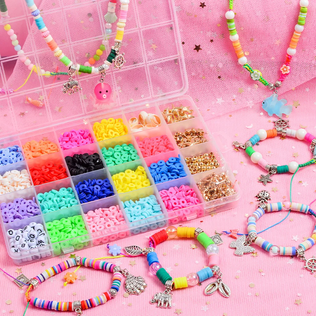 

24 Color 6mm Polymer Clay Necklace Soft Pottery Choker DIY Necklaces Bracelets Set Colorful Surfer Beads Collar Handmade Jewelry
