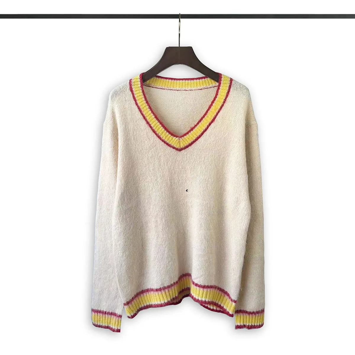 Синий пуловер в полоску с v-образным вырезом для мужчин и женщин уличная одежда Ropa