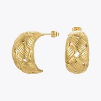 enfashion hollow 3d moon earrings for women gold color stud earring 2021 stainless steel kolczyki fashion jewelry party e211246