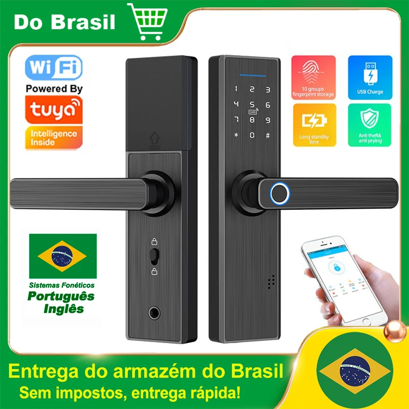 

Tuya Wifi Digital Electronic Smart Door Lock With Biometric Camera Fingerprint Smart Card Password Key Unlock Digital Door Lock