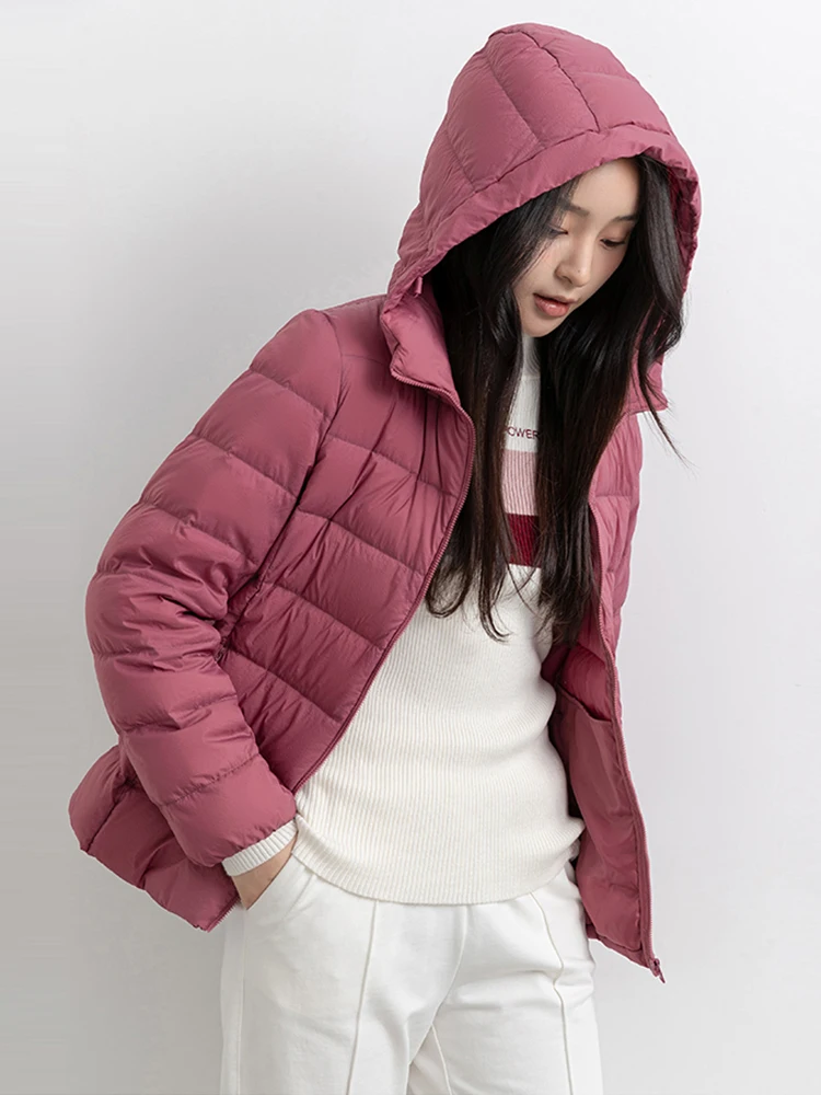 

Fitaylor Winter Women 90% White Duck Down Coat Casual Loose Hooded Zipper Outwear Female Thick Warm Solid Jacket