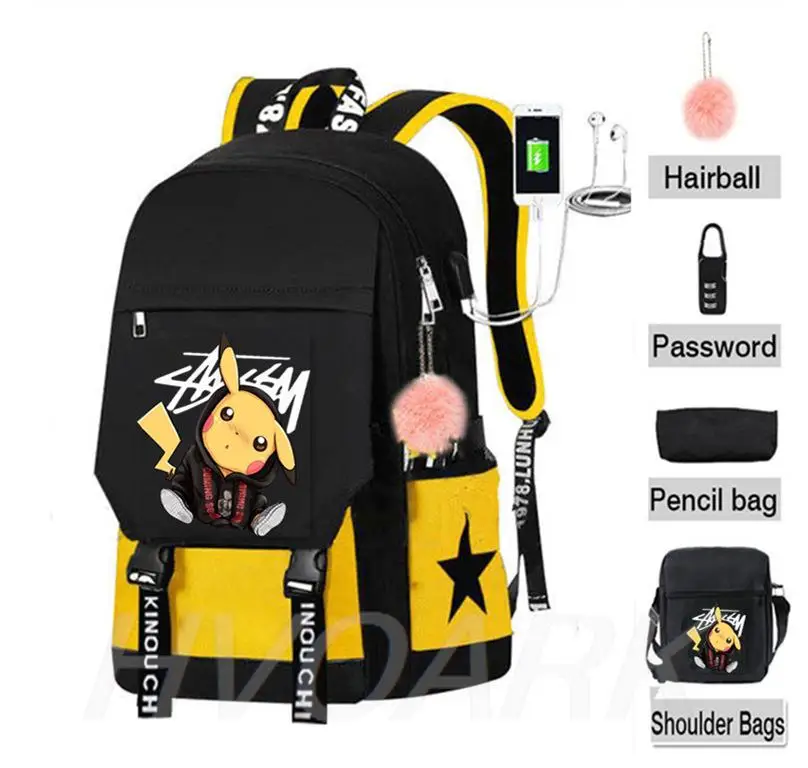 Рюкзак POKEMON GO из ткани Оксфорд для мужчин и женщин вместительный ранец ноутбука с