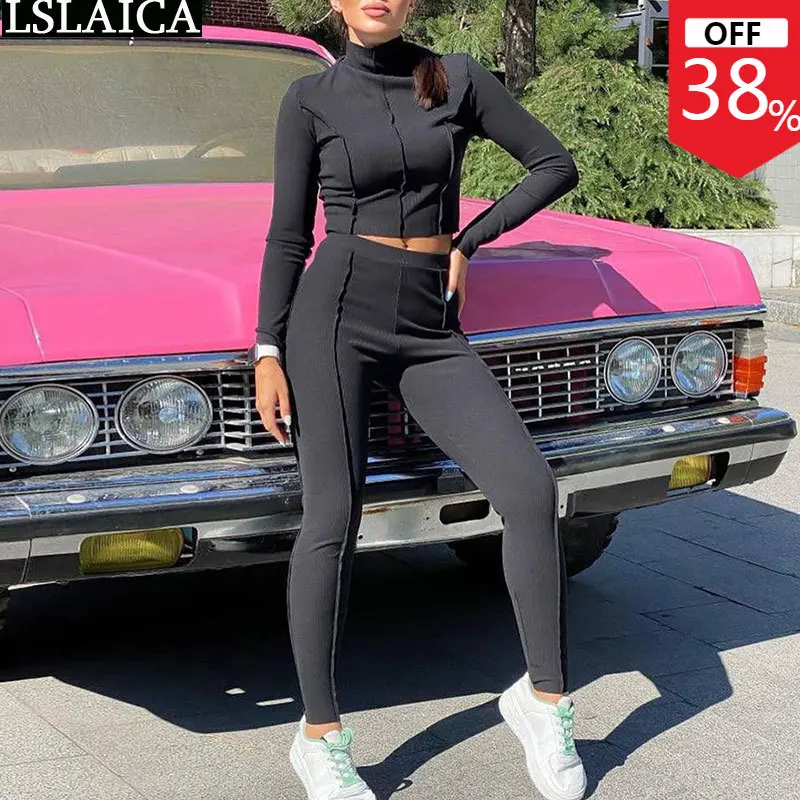 

2022 Fashion Women Clothing 2 Pc Outfits Spring Summer Long Sleeve Tops&pant Sets Elegant Knitted Sportwear Fitness Yoga Fashion