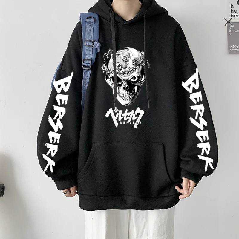 

2022 hot Japan Anime Berserk Guts Harajuku Manga Hoodies Gothic Winter Pullover Fashion Long Sleeve Men Black Sweatshirt