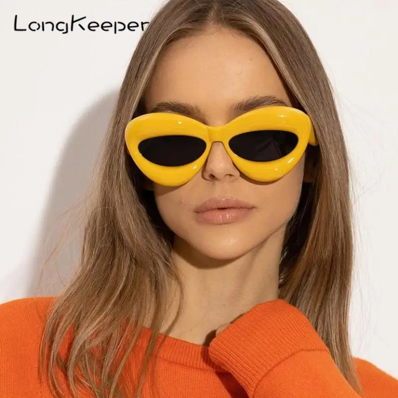 

New In Vintage Y2K Sunglasses for Women Trending Products for 2023 Thick Frame Punk Lip Sun Glasses Uv400 Outdoor Long Keeper