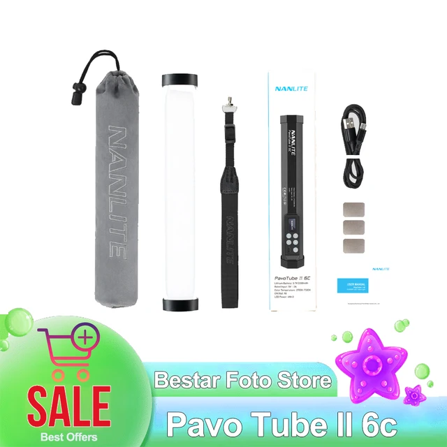 Nanlite Pavo Tube II 6c Магнитный мини-светодиодный заполняющий светильник RGB Tube Light Stick для селфи-фотографии, кемпинга, съемки на открытом воздухе, запись