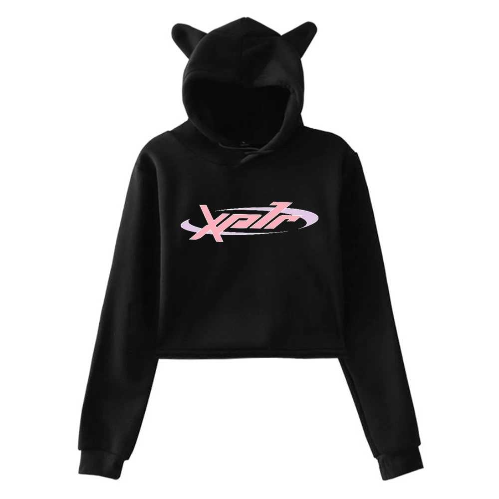 

2023 XPLR Sam and Colby Y2K Merch пуловер с кошачьими ушками Толстовка с длинным рукавом укороченный топ Женская одежда
