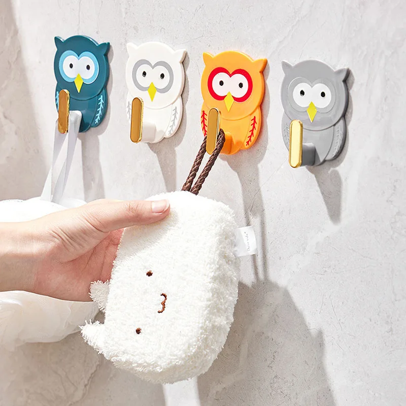 Owl Self Adhesive Hooks for Bathroom Door Wall Hook Hanger S