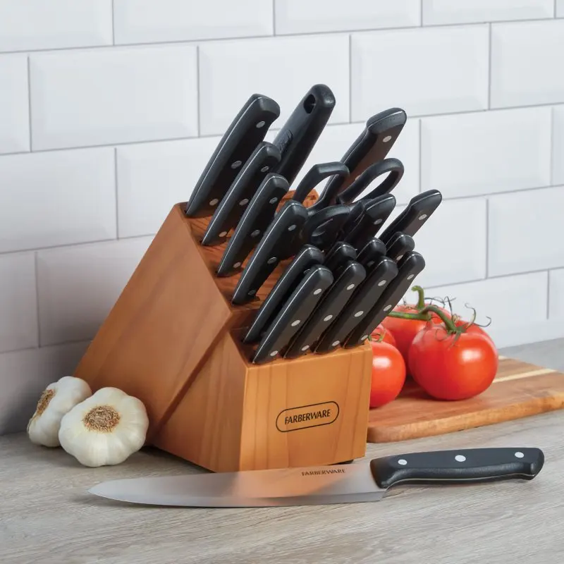 

Stylish Triple Rivet 20-Piece Kitchen Knife Block Set - Perfect for Your Modern Kitchen Design Needs!