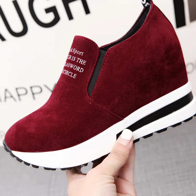 

Platform Sneakers Wedges Shoes for Women's Designer Slip-on Casual Woman Tennis Shoes Sports Female Fashion Comfortable Wine Red