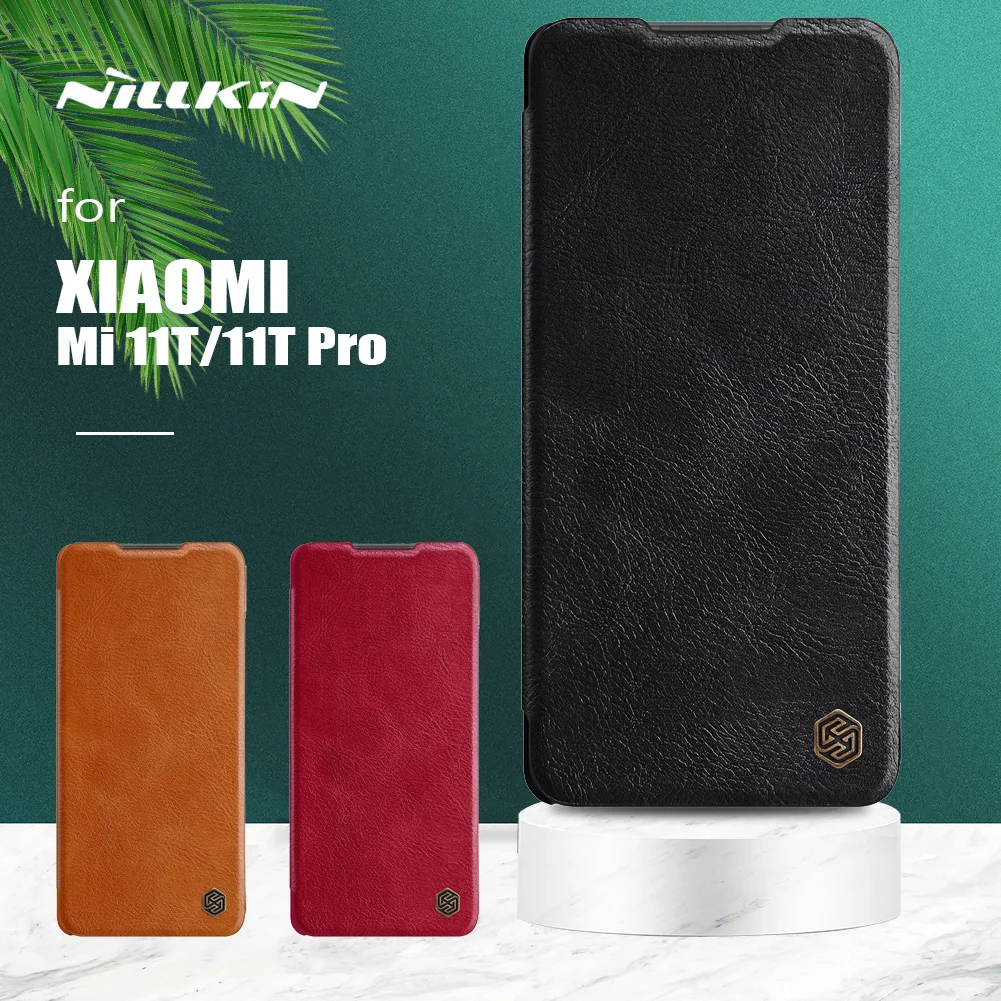 

for Xiaomi Mi 11T Pro 5G Case Nillkin Qin Luxury Flip Leather Case Ultra-Thin Card Slot Back Cover for Xiaomi Mi 11T Mi11T Pro
