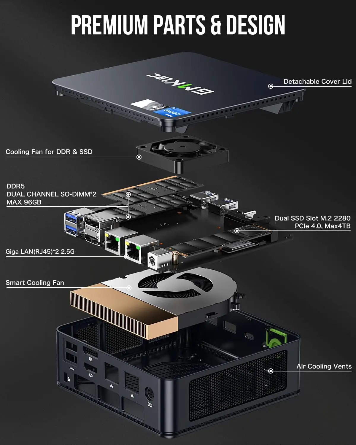 Для GMKtec K7 Plus Intel i7-13620H Gaming Mini PC 10-core 16-thread 16/32GB DDR5 512GB/1TB SSD компьютер настольный ПК
