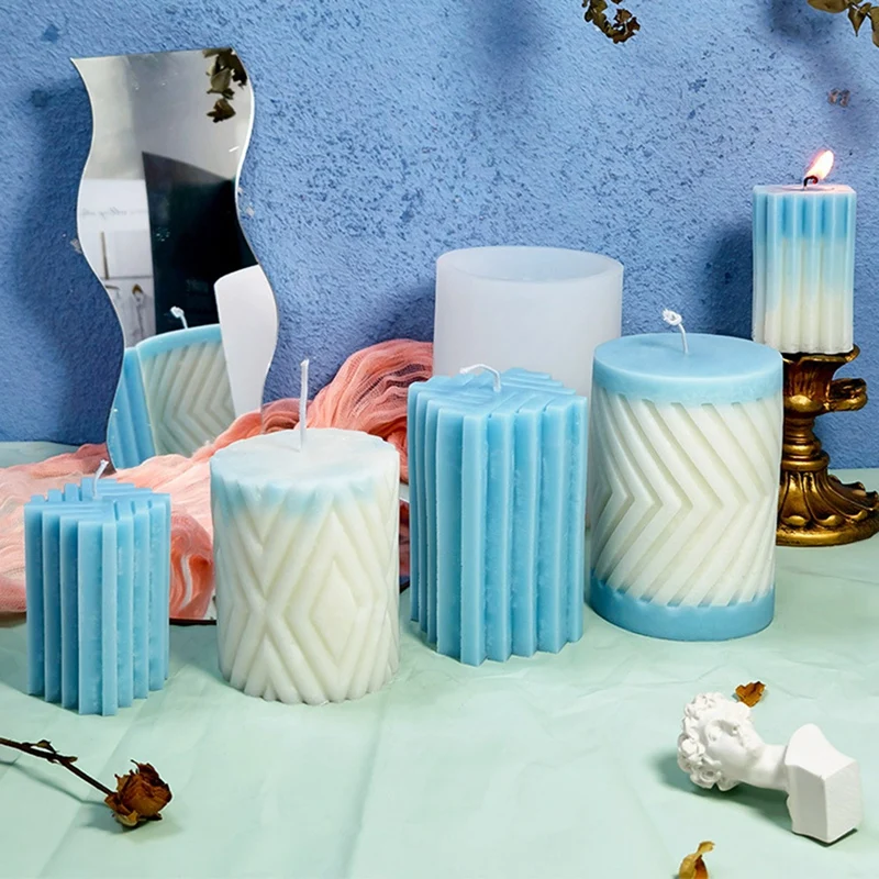 

3D Gear Pillar Candle Silicone Mold Diy Cylindrical Gypsum Diffused Stone Soap Car Scented Candle Mold