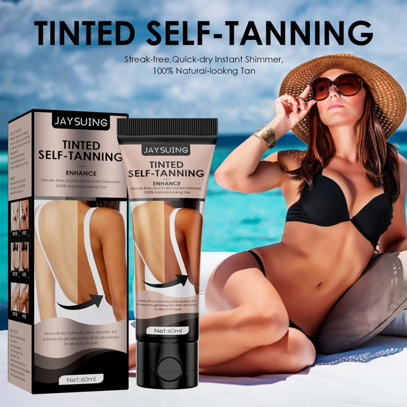 

60ml Hydrating Sunless Tanning Lotion Self Tanner Body Lotion Toning & Firming Moisturizing for Fair to Medium Skin Tone