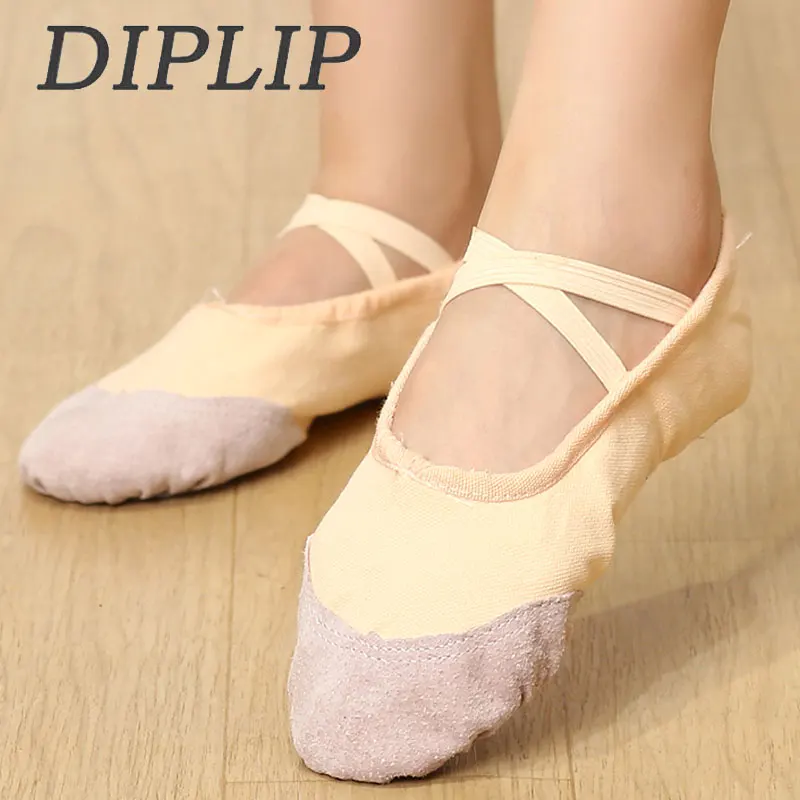 Diplip Professional Ballet Dance Shoes for Women Girls Split Soft Sole Ballet Slippers Fabric Ballet Shoes Flat Canvas Head Shoe