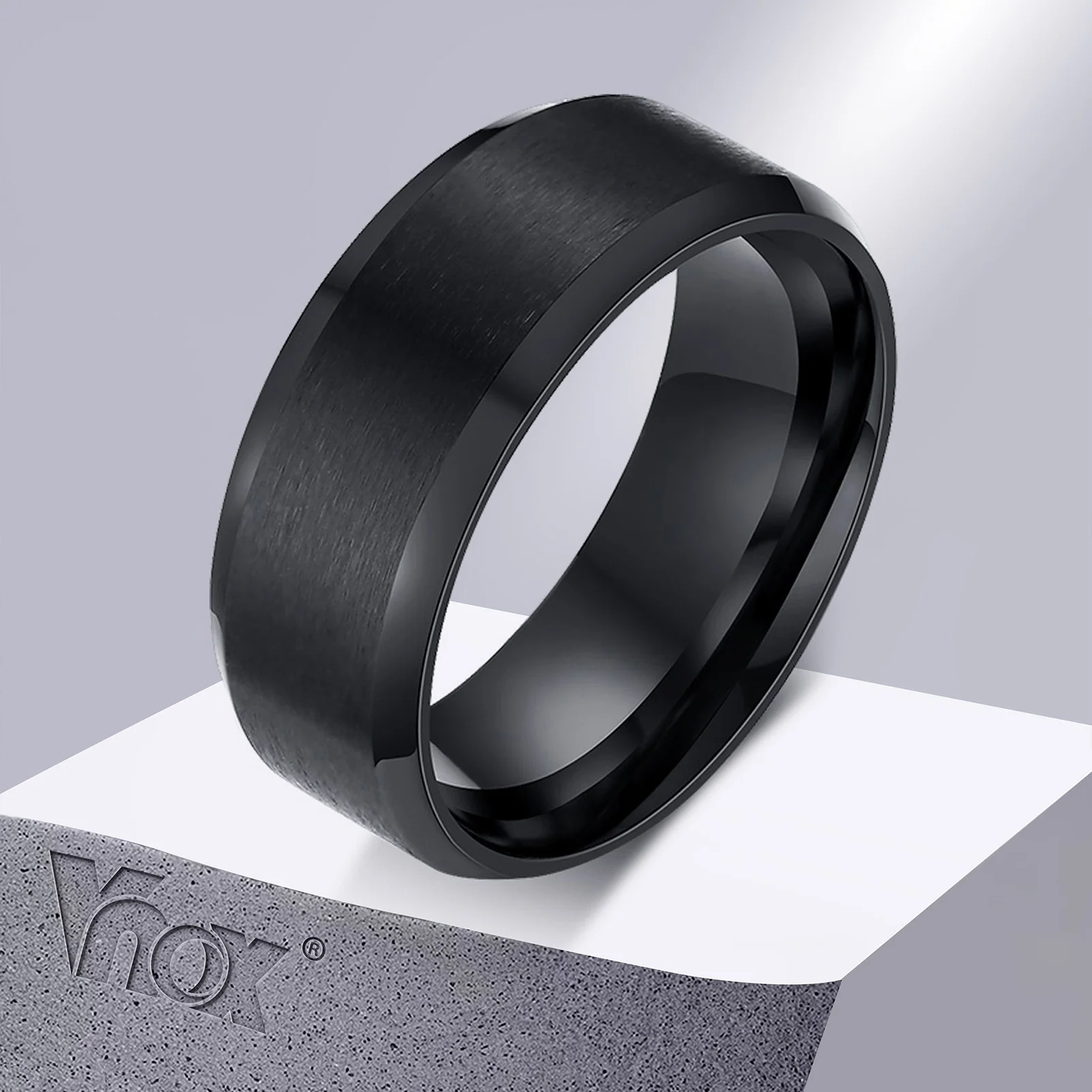 Vnox anneau homme 8mm en acier inoxydable bijoux de mariage Horus Anka Bible médical