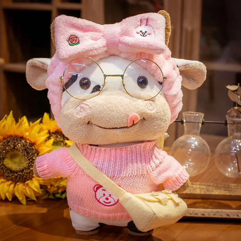 

30cm Animal Kawaii Stuffed Dressed Up Cosplay Cow Doll Cattle Plush Toy Soft Plushie Toys for Girl Kids Gift