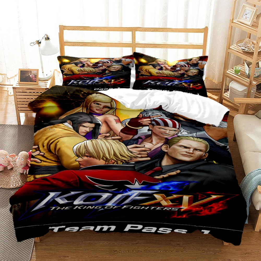 

KOF Anime Art Print Three Piece Bedding Set Fashion Article Children or Adults for Beds Quilt Covers Pillowcases Bedding Set