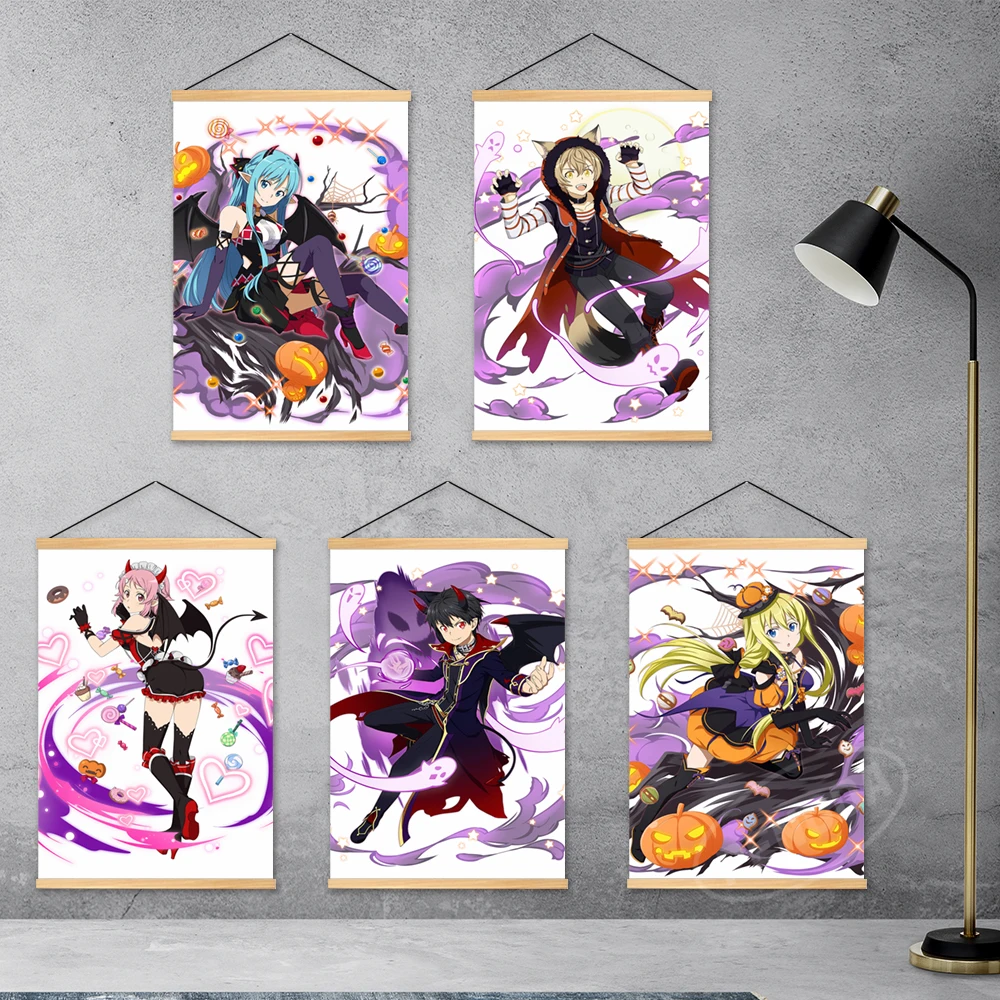 

Sword Art Online HD Wooden Hanging Anime Poster Canvas Prints Kirigaya Kazuto Painting Wall Art Modular Pictures Home Decoration