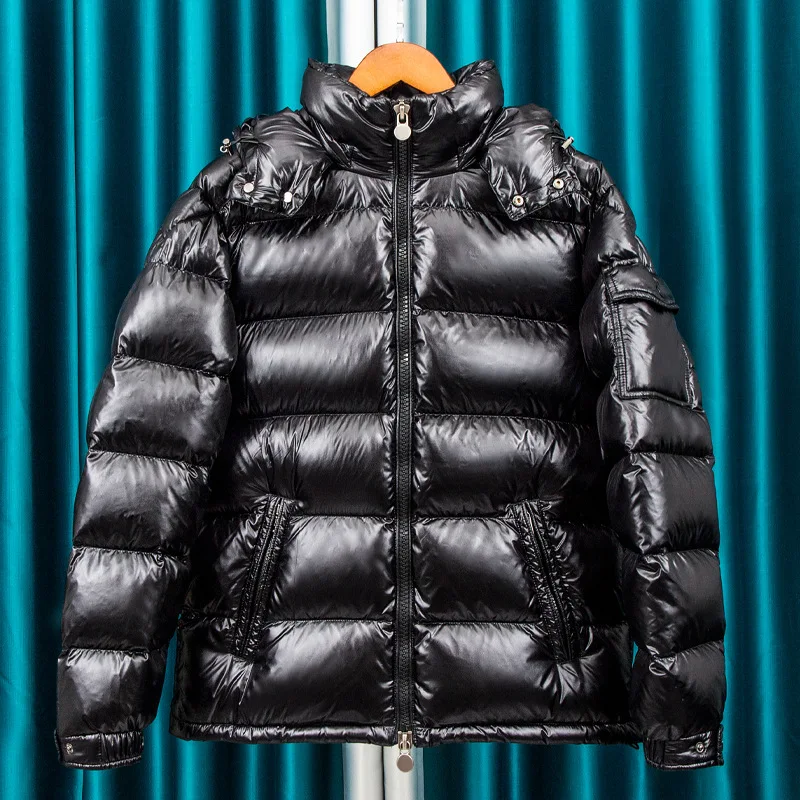 New Men's Down Jacket 90 White Thickened Warm Detachable Hat Casual Black Autumn And Winter Coat
