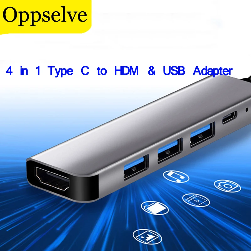 

USB Type C на 4K HDMI-совместимый USB 3,0 PD концентратор многофункциональный адаптер для iPad Pro Macbook 2022 Pro Air Ноутбук USB концентратор