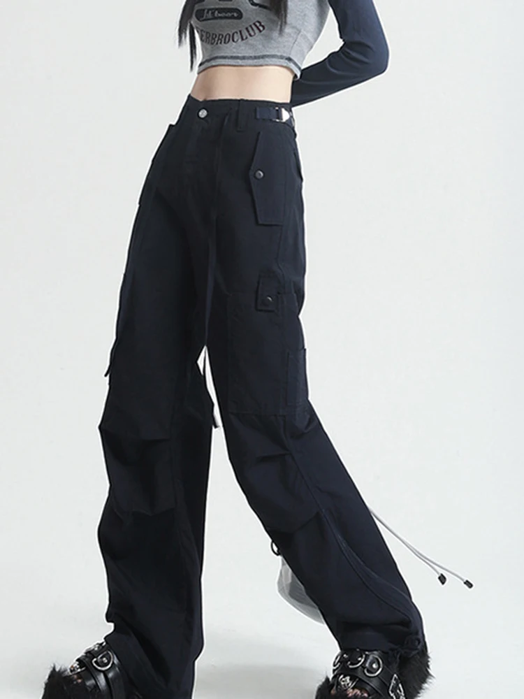 

Однотонные женские брюки-карго, Новинка осени, уличная одежда на пуговицах с карманами, Классические джинсовые брюки, женские простые повсе...