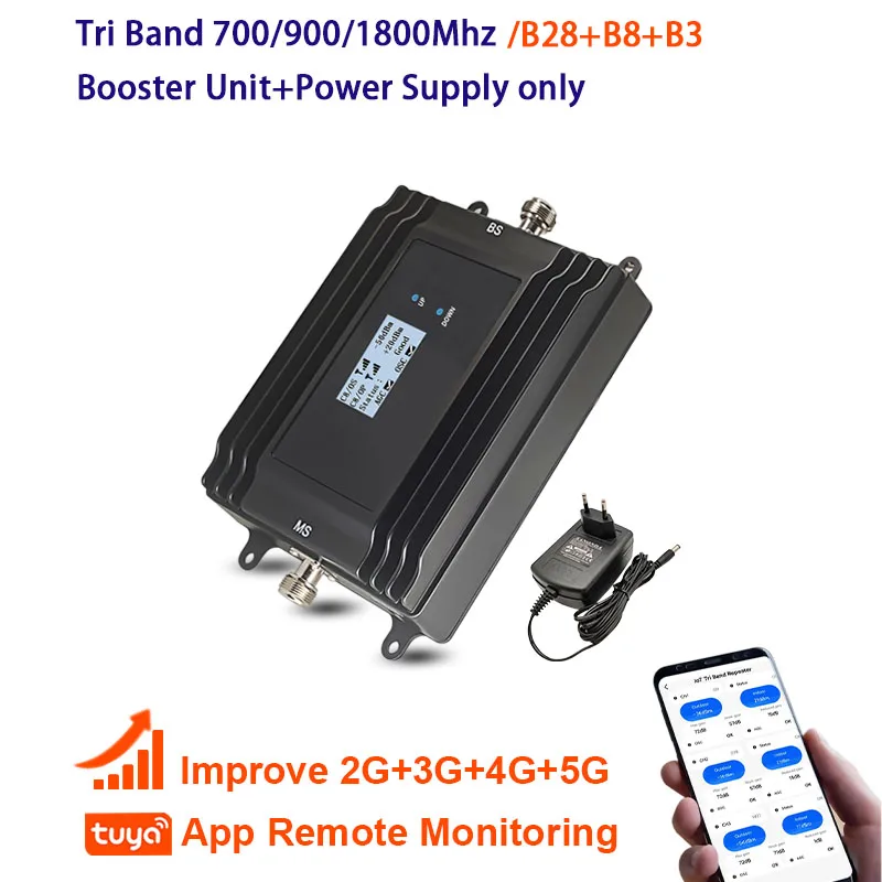 EasyBoost 4G 5G Signal Repeater For Home 700/900 /800Mhz Booster B28 B8 B3 GSM 3G Amplifier Booster Unit+Power Supply Only