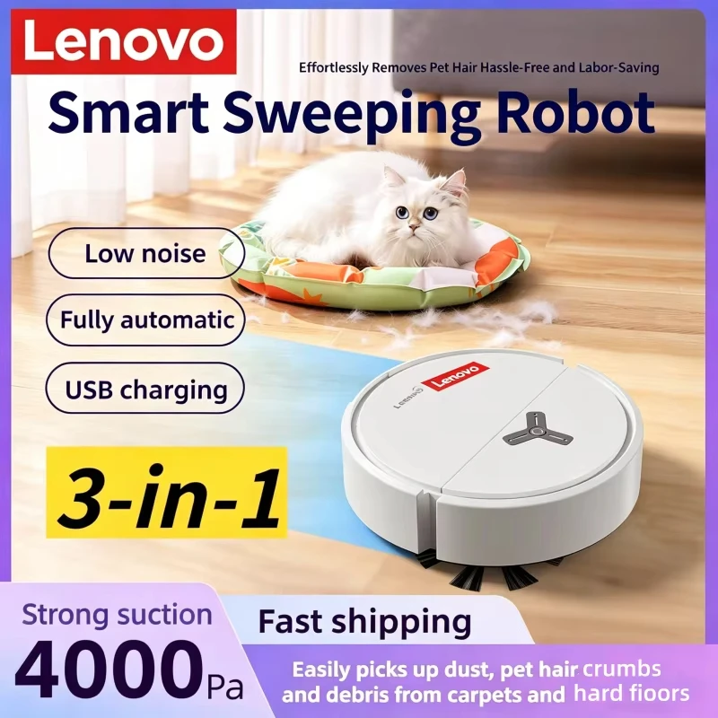 Фото Робот-пылесос Lenovo 3-в-1 с функцией умной уборки, 4000 Па, для ковров и твердых полов, бытовая техника для уборки дома. №3