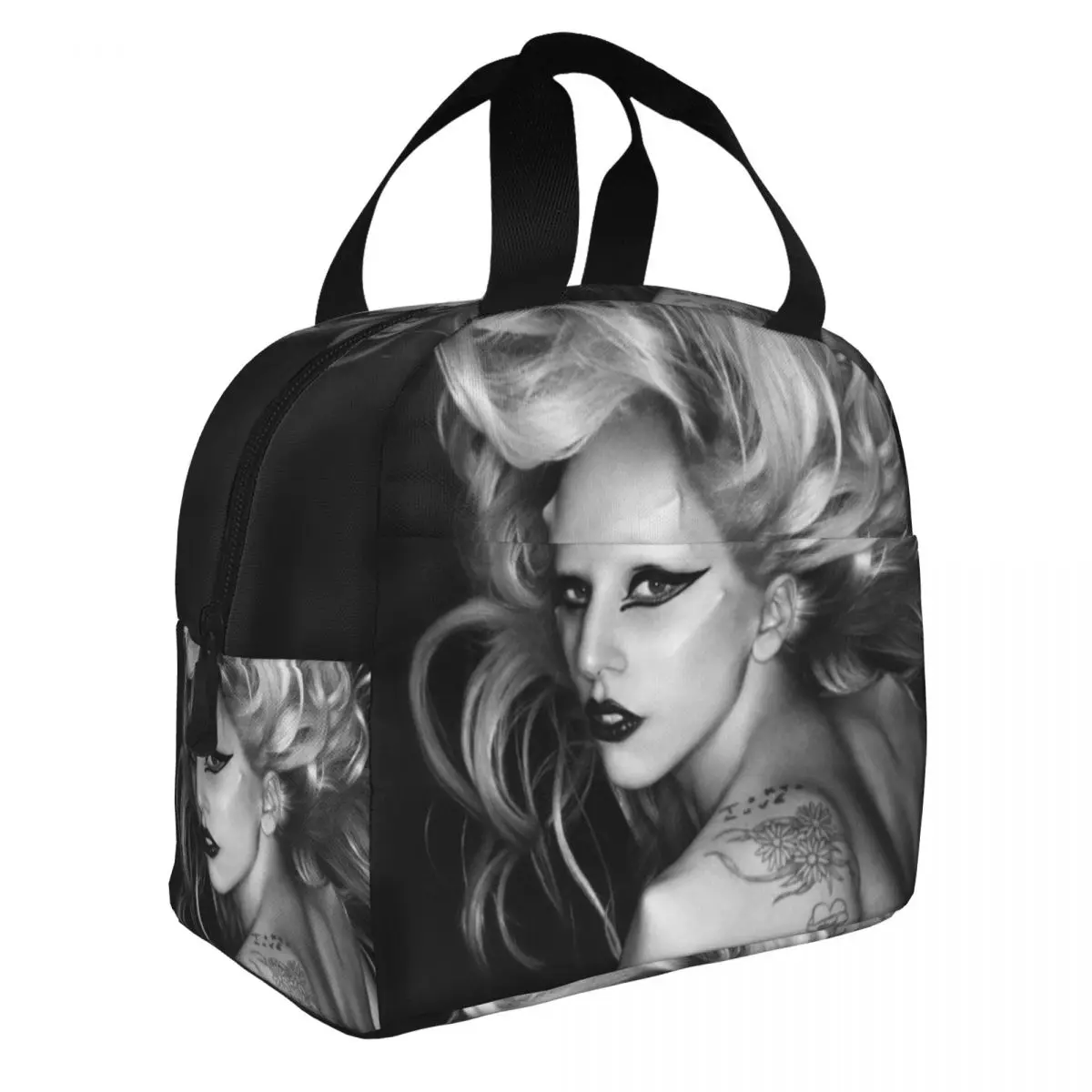 Lady Gaga Lunch Bento Bags Portable Aluminum Foil thickened Thermal Cloth Lunch Bag for Women Men Boy