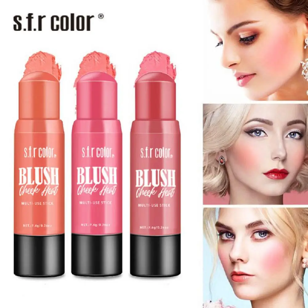 

Brighten Blush Stick Waterproof Sweatproof Smooth Long Lasting Face Rouge Blusher Stick Peach Creamy Makeup Korean Cosmetics