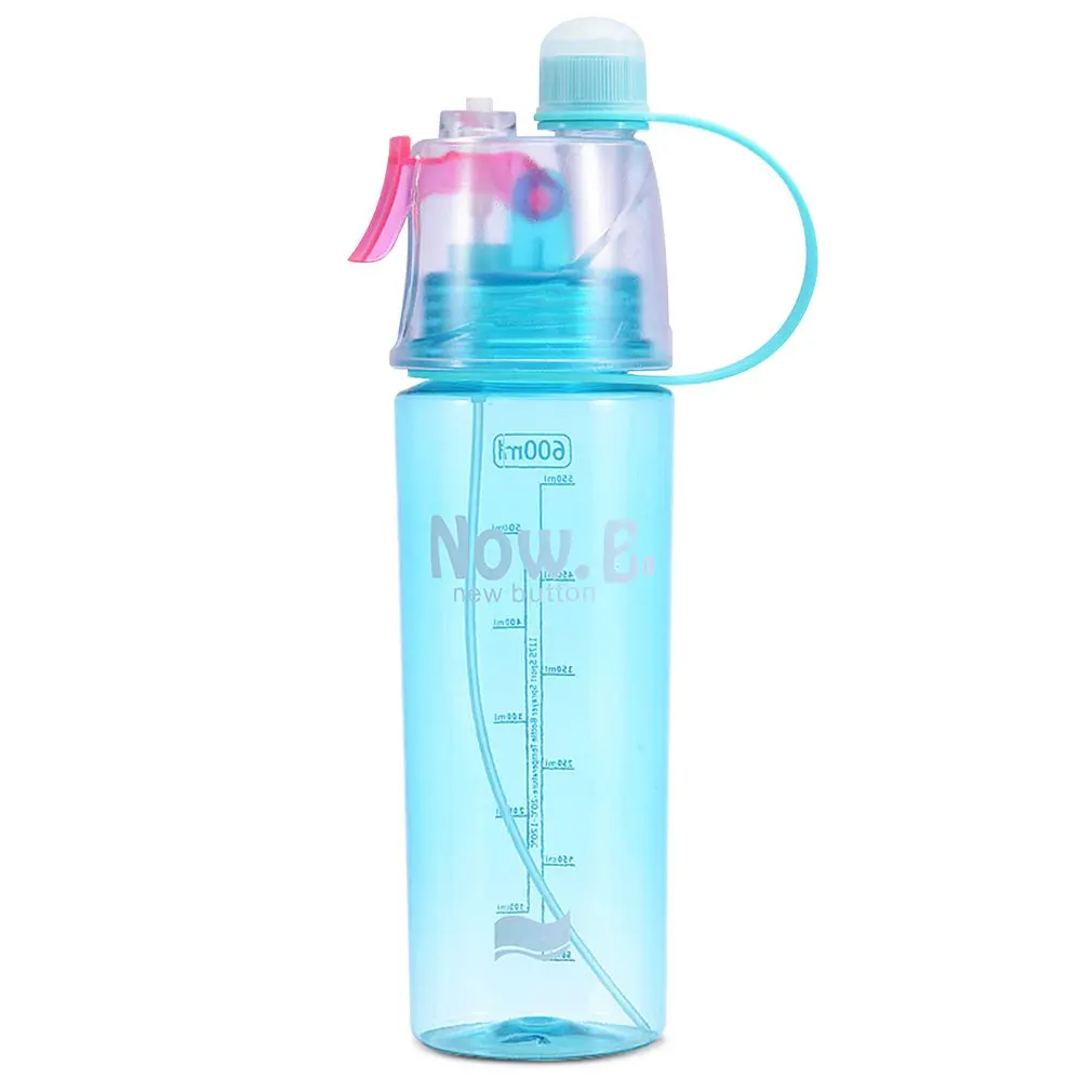 

600ml Solid Plastic Spray Mist Cool Summer Sport Water Bottle Cup Portable Climbing Outdoor Bike Drink Water Bottles
