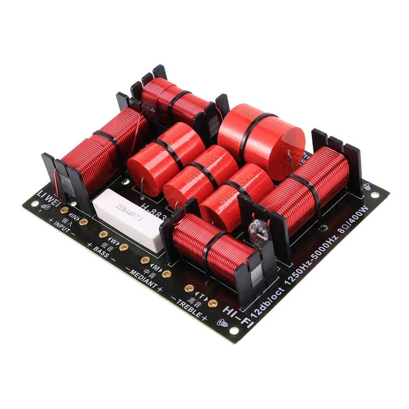 

New 400W 3 Way Crossover Divider Hifi Tweeter Woofer Speaker Crossover 1250H/5000HZ With High-Pitched Protection