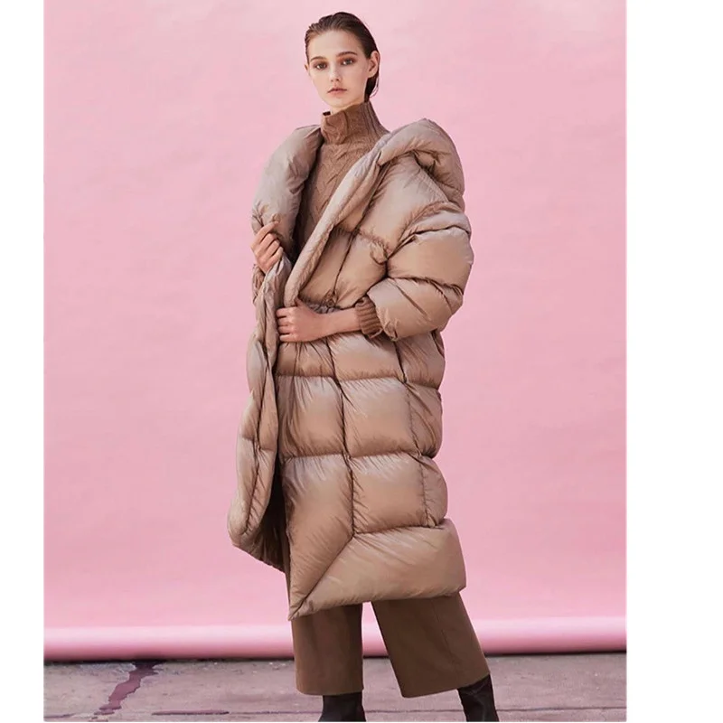 

Jacket Fashion Oversized Women Winter Long With Hood Parkas Thicken Duck Down Puffy Warm Snow Coat Female Wrap Clothing