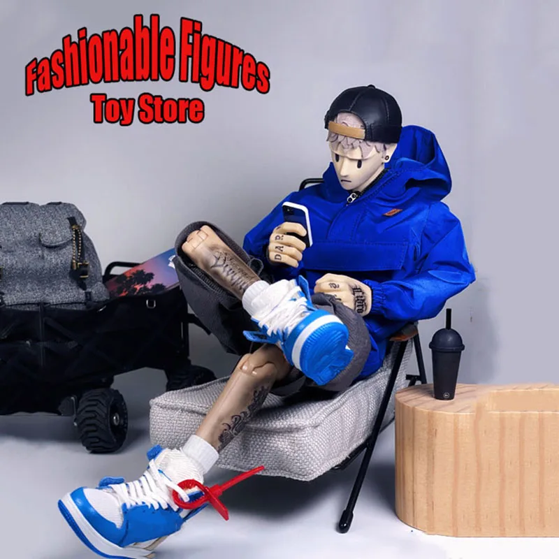 

1/6 Men's Hooded Sweater Trend Solid Color Long Sleeved Pullover Dolls Accessory For 12" Action Figure Body