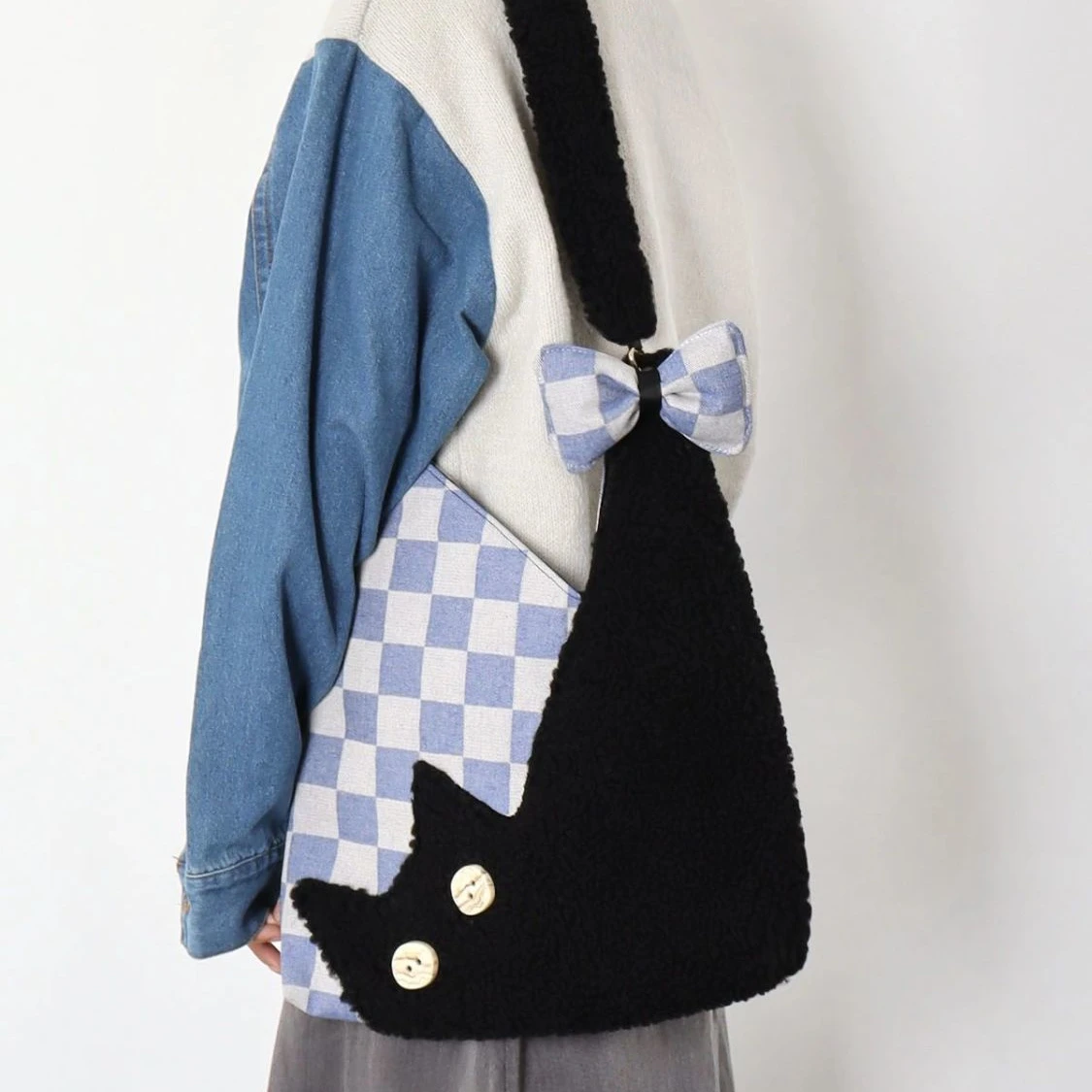 

Сумка-тоут женская холщовая, саквояж кросс-боди с милым японским мультяшным рисунком кошки, Сумочка для хранения