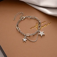 popular fashion simple pentagram chain bracelets for women holiday gift geometric retro hip hop jewelry accessories wholesale