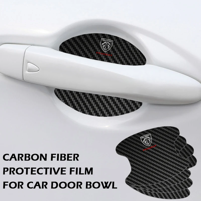 4 шт. наклейки из углеродного волокна для защиты от царапин на дверную ручку