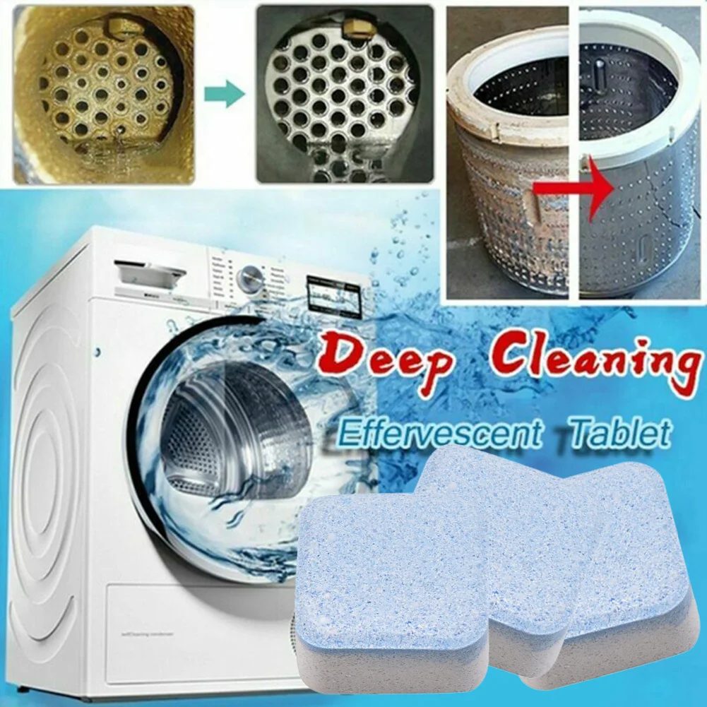 

12pcs Cleaning Effervescent Tablets Washer Cleaner Deep Descale Cleaning Tools Stain Detergent For Washing Machine Cleaning