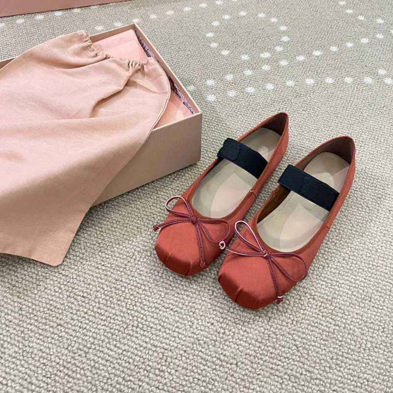 High-version fairy miu family flat ballet shoes 2023 summer new style bowknot with dancing shoes women's single shoes