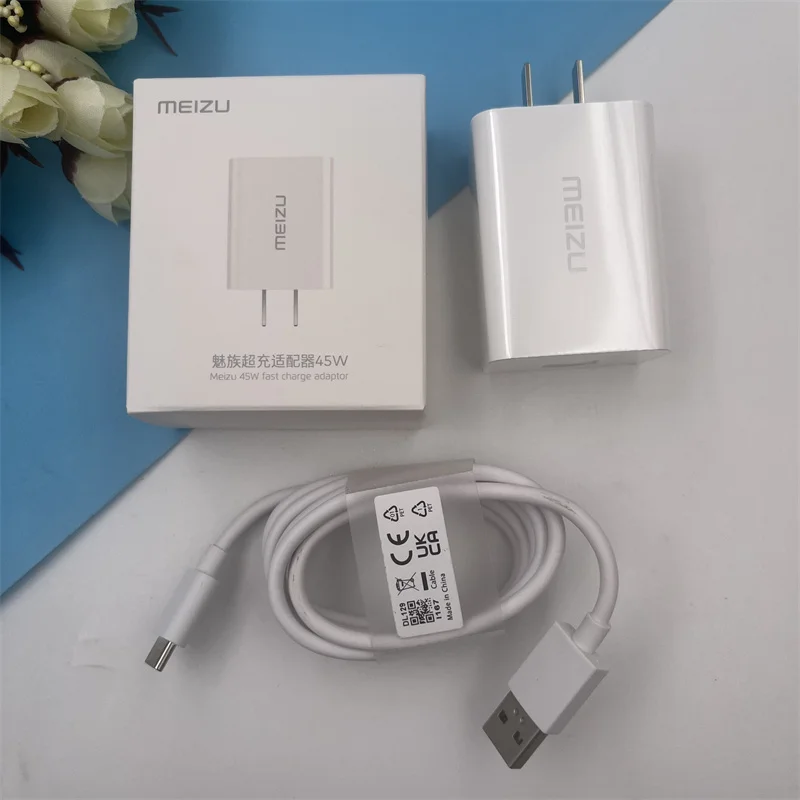 

Original MEIZU 45W Charger US Plug QC3.0 Fast Charging Wall Adapter 100CM USB Type C Cable For Mei Zu 20 18 17 Pro 18S 18X 16th