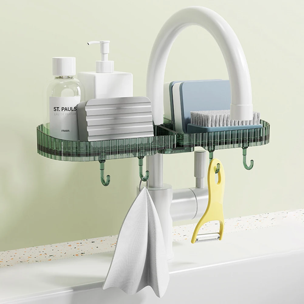 

Transparent Faucet Storage Tray Large Capacity Sink Storage Basket Kitrchen Accessories