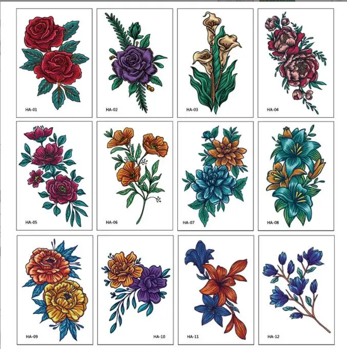 Переводные Цветочные татуировки на лицо наклейка с листьями цветами для детей