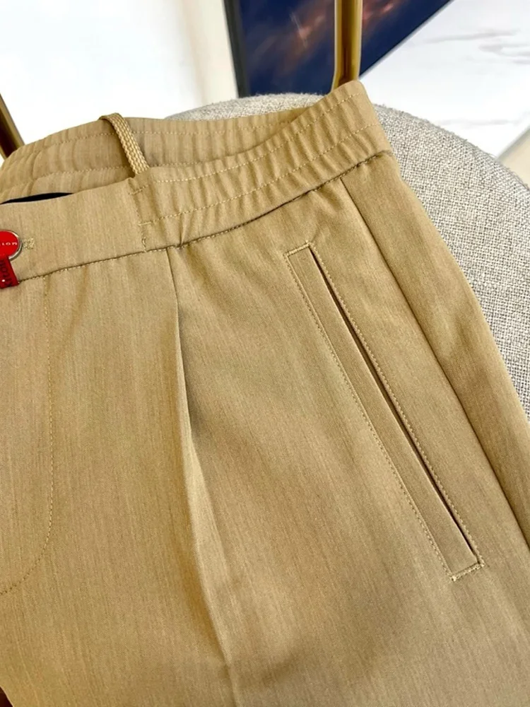 Фото Kiton 25, летние новые мужские однотонные прямые брюки Chiton, однотонные простые модные универсальные повседневные брюки, брюки №4