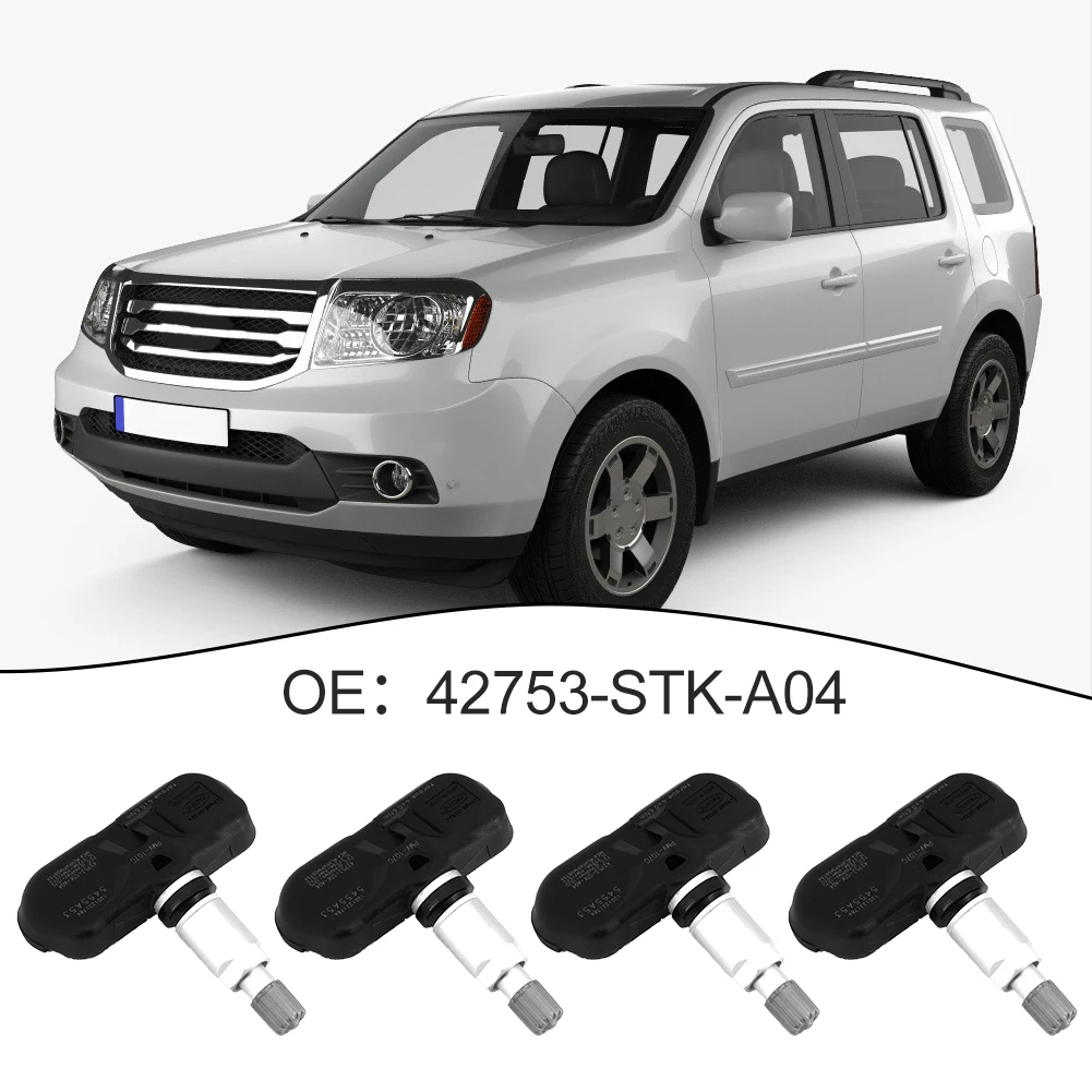 Высококачественный Автомобильный датчик давления в шинах 4 шт. 315 МГц 42753-STK-A04 ABS пластик черный + серебристый прочный Высококачественный Автомобильный датчик давления в шинах 4 шт. 315 МГц 42753-STK-A04 ABS пластик черный + серебристый прочный