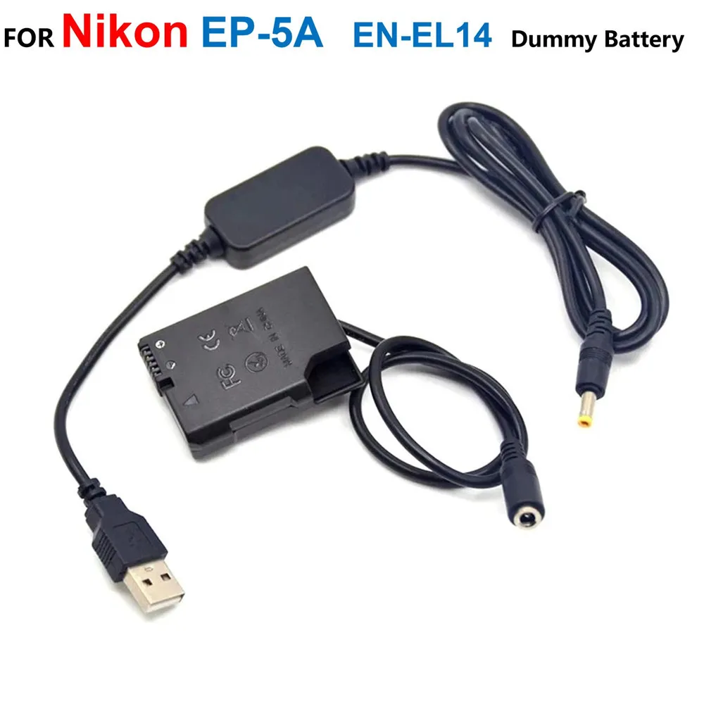 

EP-5A ENEL14 EN-EL14 Dummy Battery+USB Power Cable Adapter For Nikon P7100 P7800 D3200 D5600 D3300 D3400 D5100 D5200 D5300 D5500