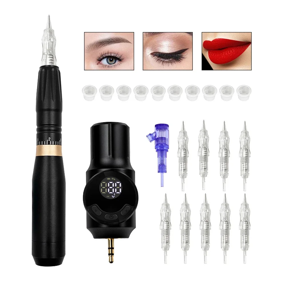 Wireless Permanent Makeup Machine for Eyebrows Miroblading Shading Eyeliner Lip Microshading PMU Tattoo Pen Gun MTS Kit | Красота и